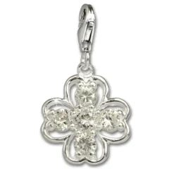 SilberDream Charm Glücksklee Zirkonia 925er Armband Anhänger FC681
