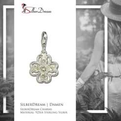 SilberDream Charm Glücksklee Zirkonia 925er Armband Anhänger FC681