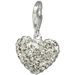 SilberDream Charm Glitzer Herz weiß Zirkonias 925 GSC216W