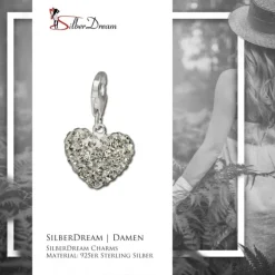 SilberDream Charm Glitzer Herz weiß Zirkonias 925 GSC216W