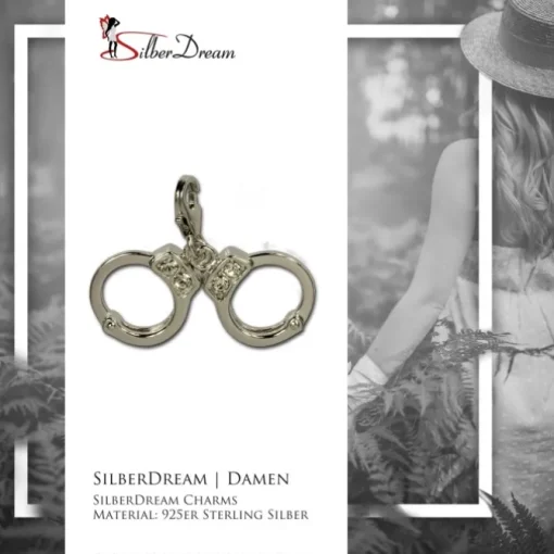 SilberDream Charm Handschelle Zirkonia 925er Armband Anhänger FC671