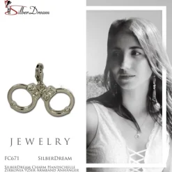 SilberDream Charm Handschelle Zirkonia 925er Armband Anhänger FC671