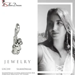 SilberDream Charm hängender Bär Zirkonia Kristalle 925 Silber GSC210