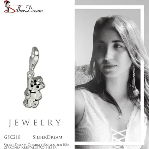 SilberDream Charm hängender Bär Zirkonia Kristalle 925 Silber GSC210