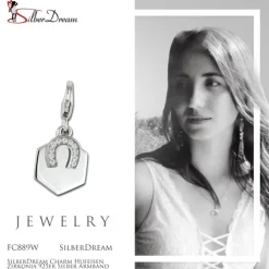 SilberDream Charm Hufeisen Zirkonia 925er Silber Armband Anhänger FC889W