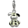 SilberDream Charm Hund schwarz/weiß Armband Anhänger 925 Silber FC1042