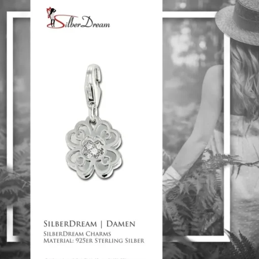 SilberDream Charm Kleeblatt Zirkonia 925er Silber Armband Anhänger FC904W