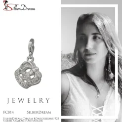 SilberDream Charm Königskrone 925 Silber Armband Anhänger FC814