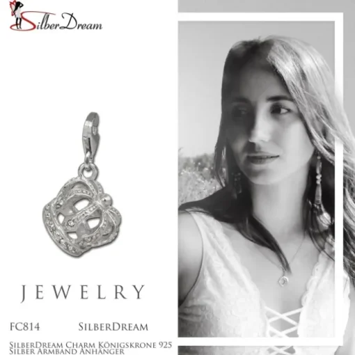 SilberDream Charm Königskrone 925 Silber Armband Anhänger FC814