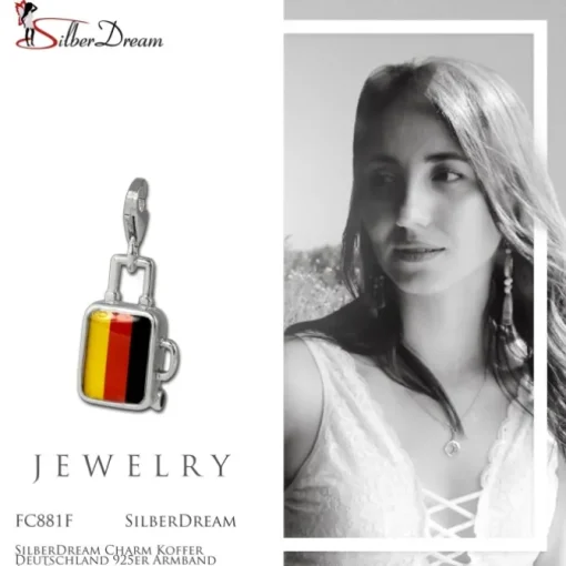 SilberDream Charm Koffer Deutschland 925er Armband Anhänger FC881F