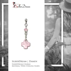SilberDream Charm Kreuz 925 Zirkonias Armband Anhänger FC4806