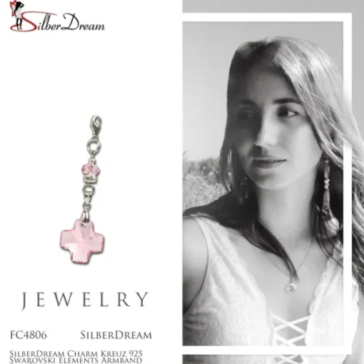 SilberDream Charm Kreuz 925 Zirkonias Armband Anhänger FC4806