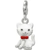 SilberDream Charm Kätzchen weiß 925er Silber Armband Anhänger FC693