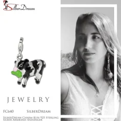 SilberDream Charm Kuh 925 Sterling Silber Armband Anhänger FC640