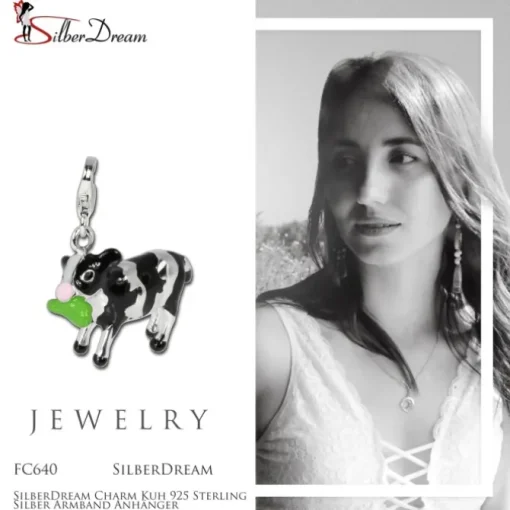 SilberDream Charm Kuh 925 Sterling Silber Armband Anhänger FC640