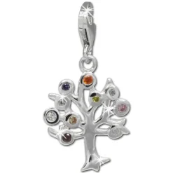 SilberDream Charm Lebensbaum bunt 925er Silber Armband Anhänger FC722F