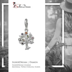 SilberDream Charm Lebensbaum bunt 925er Silber Armband Anhänger FC722F