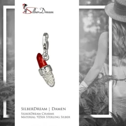 SilberDream Charm Lippenstift - KISS ME - 925er Armband Anhänger FC661