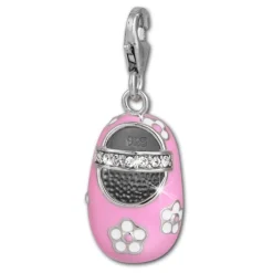 SilberDream Charm Mädchenschuh Blume rosa 925 Silber Armband Anhänger FC853P