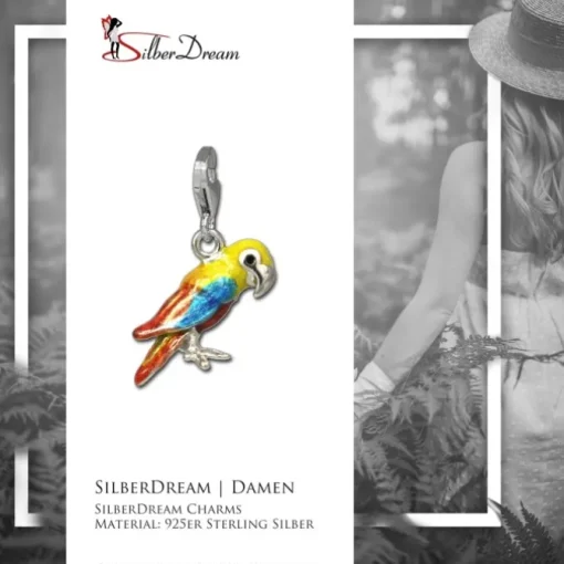 SilberDream Charm Papagei Ara bunt 925er Armband Anhänger FC823Y