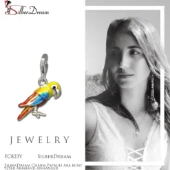 SilberDream Charm Papagei Ara bunt 925er Armband Anhänger FC823Y