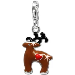 SilberDream Charm Rentier braun 925er Silber Armband Anhänger FC698N