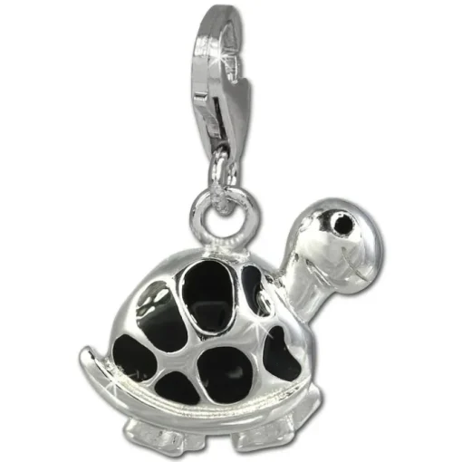 SilberDream Charm Schildkröte schwarz 925er Armband Anhänger FC818S