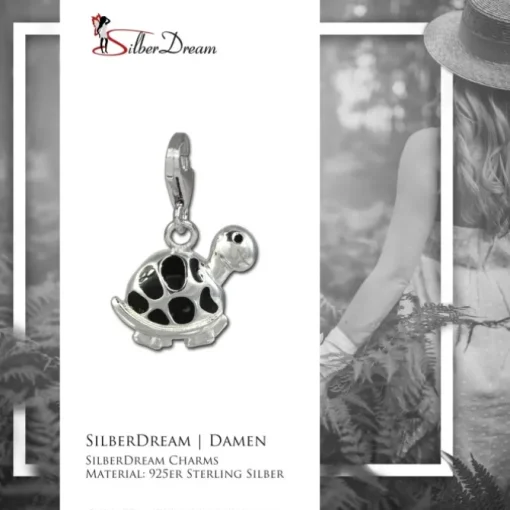 SilberDream Charm Schildkröte schwarz 925er Armband Anhänger FC818S