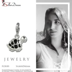 SilberDream Charm Schildkröte schwarz 925er Armband Anhänger FC818S