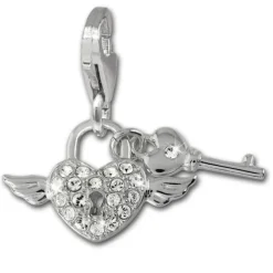 SilberDream Charm Schlüssel zum Herzen rot 925 Silber Armband Anhänger FC874A