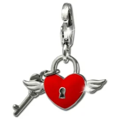 SilberDream Charm Schlüssel zum Herzen rot 925 Silber Armband Anhänger FC874A