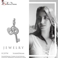 SilberDream Charm Schlüssel & Schloss Armband Anhänger 925er FC257W