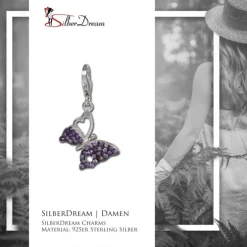 SilberDream Charm Schmetterling lila 925er Armband Anhänger FC1045V