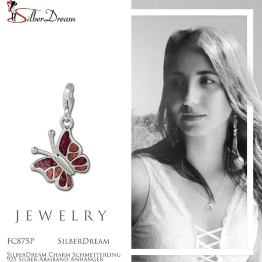 SilberDream Charm Schmetterling 925 Silber Armband Anhänger FC875P