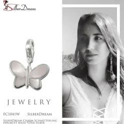 SilberDream Charm Schmetterling perlmutt weiß 925er Silber FC1041W