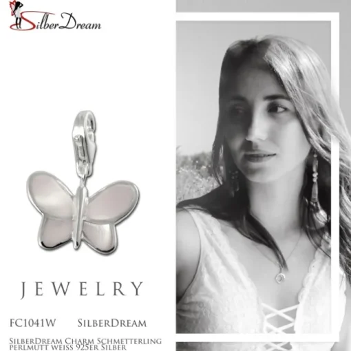SilberDream Charm Schmetterling perlmutt weiß 925er Silber FC1041W
