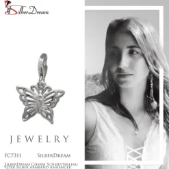 SilberDream Charm Schmetterling 925er Silber Armband Anhänger FC731I