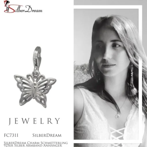 SilberDream Charm Schmetterling 925er Silber Armband Anhänger FC731I