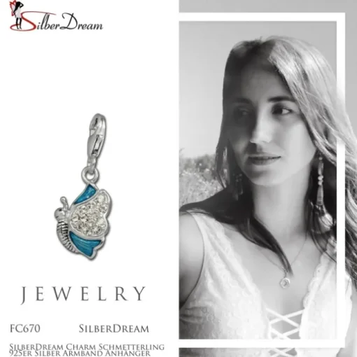 SilberDream Charm Schmetterling 925er Silber Armband Anhänger FC670