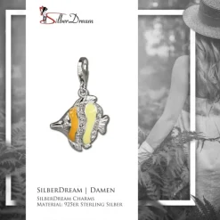 SilberDream Charm Südsee-Fisch Zirkonia 925er Armband Anhänger FC677