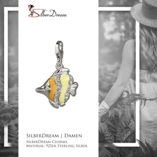 SilberDream Charm Südsee-Fisch Zirkonia 925er Armband Anhänger FC677