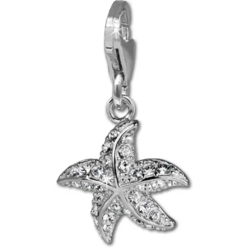 SilberDream Charm Seestern weiß 925 Silber Armband Anhänger FC643