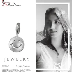 SilberDream Charm Smiley 925er Silber Armband Anhänger FC3148