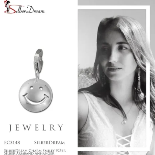 SilberDream Charm Smiley 925er Silber Armband Anhänger FC3148