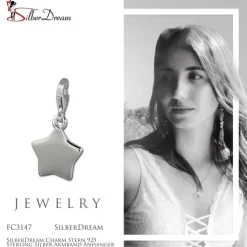 SilberDream Charm Stern 925 Sterling Silber Armband Anhänger FC3147