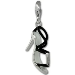 SilberDream Charm Stiletto schwarz mit Zirkonia 925er Armband Anhänger FC883S