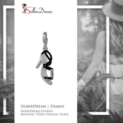 SilberDream Charm Stiletto schwarz mit Zirkonia 925er Armband Anhänger FC883S