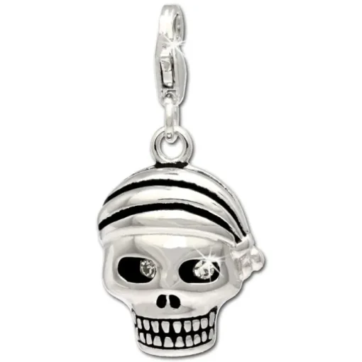 SilberDream Charm Totenkopf Pirat 925 Silber Armband Anhänger FC695