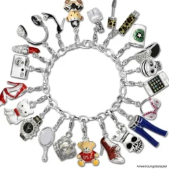 SilberDream Charm Totenkopf Pirat 925 Silber Armband Anhänger FC695