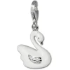 SilberDream Charm weißer Schwan 925 Silber Armband Anhänger FC645